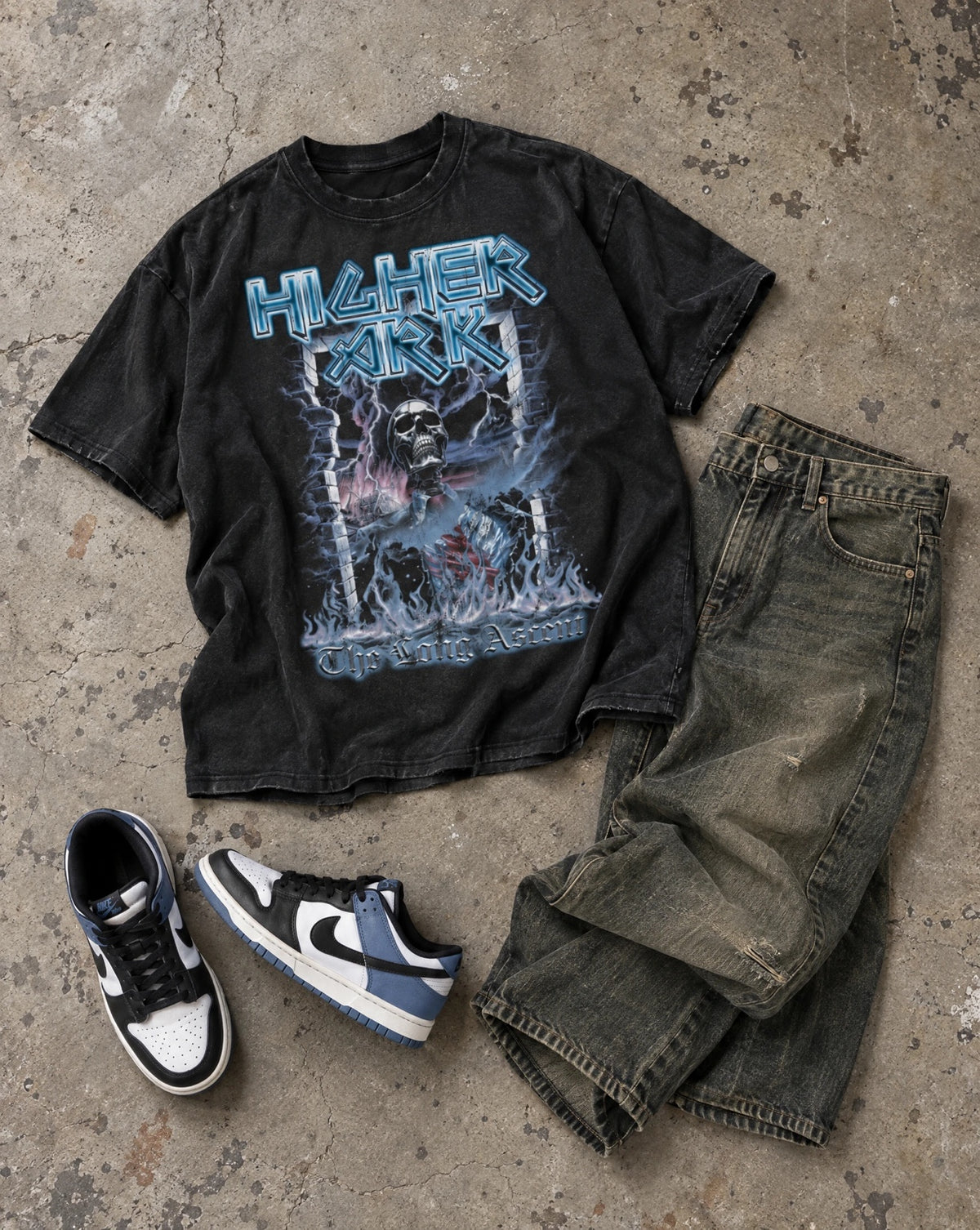 Purgatory vintage washed graphic tee flat lay by The Higher Ark