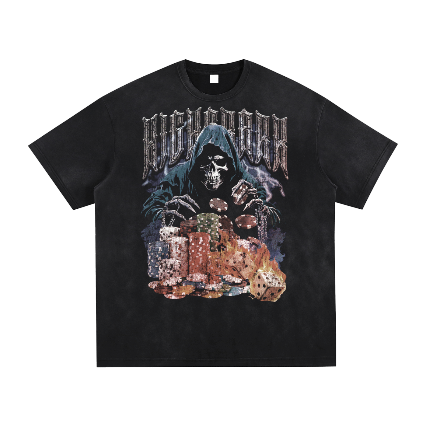 Vintage Grim Reaper Poker T-Shirt – Dark Streetwear Graphic Tee