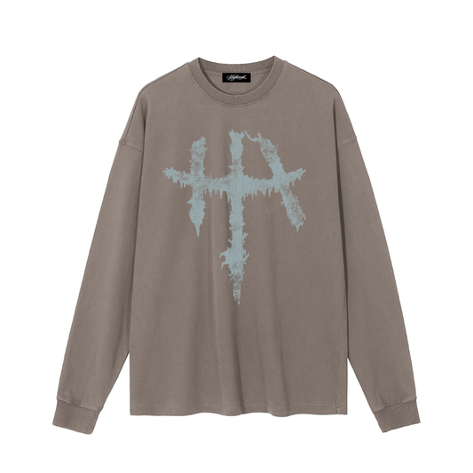 Apocryphal Cross Slate long-sleeve sweatshirt by The Higher Ark