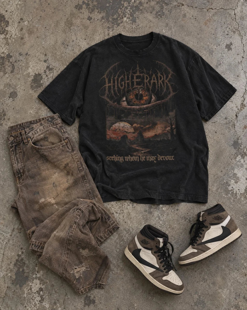 Devour vintage washed graphic tee flat lay by The Higher Ark