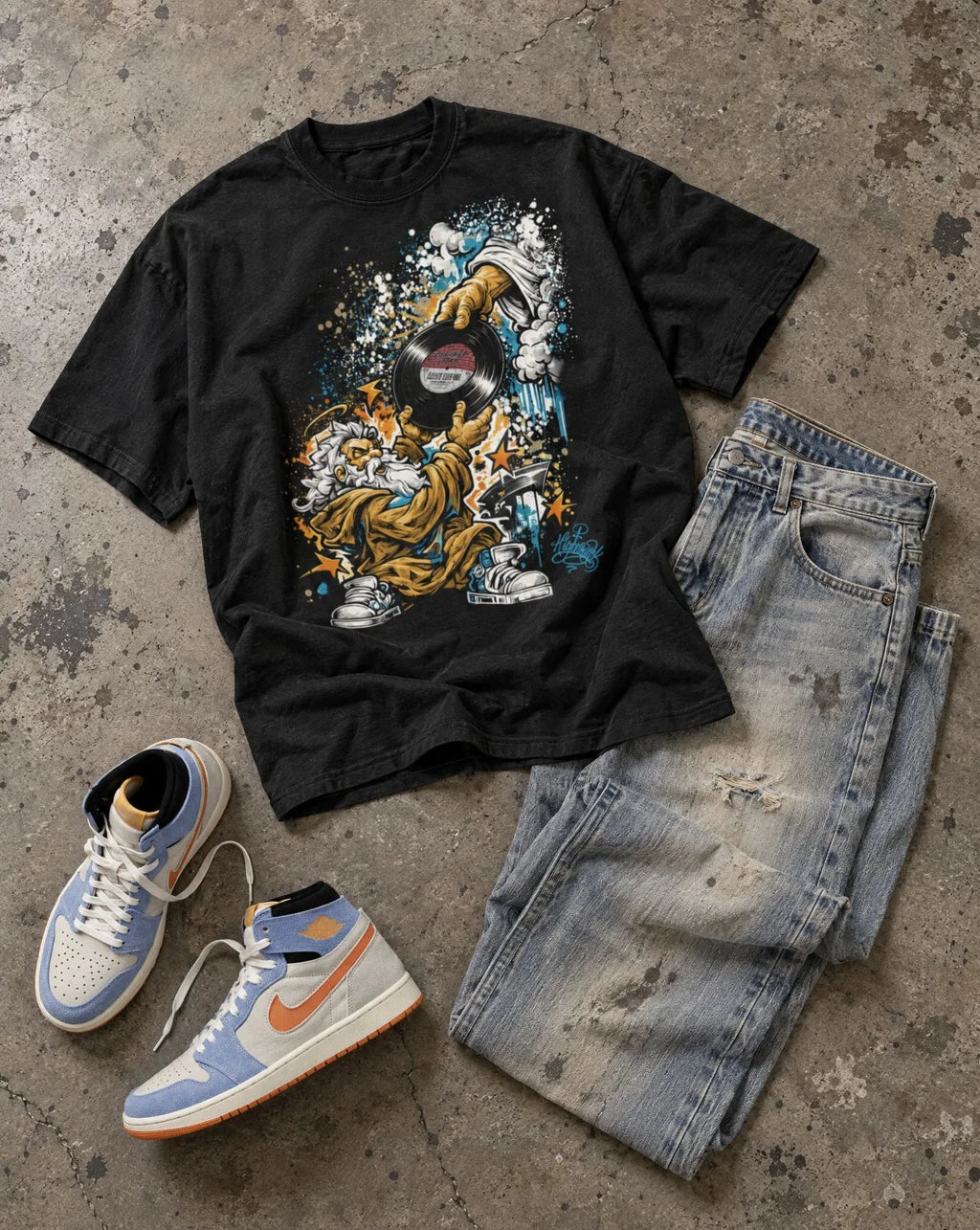Moses vintage washed graphic tee flat lay by The Higher Ark
